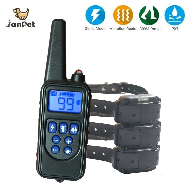 Dog Training Collar Rechargeable Waterproof 800 meters Remote Electronic Shock Training Collars Stop Barking LCD Display
Dog Training Collar Rechargeable Waterproof 800 meters Remote Electronic Shock Training Collars Stop Barking LCD Display