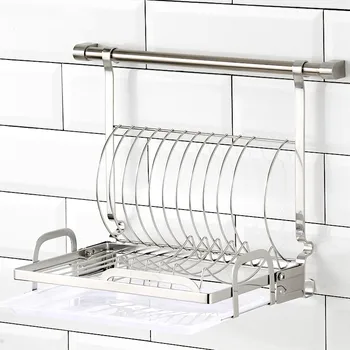 Kitchen stainless steel with folding drip tray design wall-mounted storage pendant tableware rack LU4191
Kitchen stainless steel with folding drip tray design wall-mounted storage pendant tableware rack LU4191