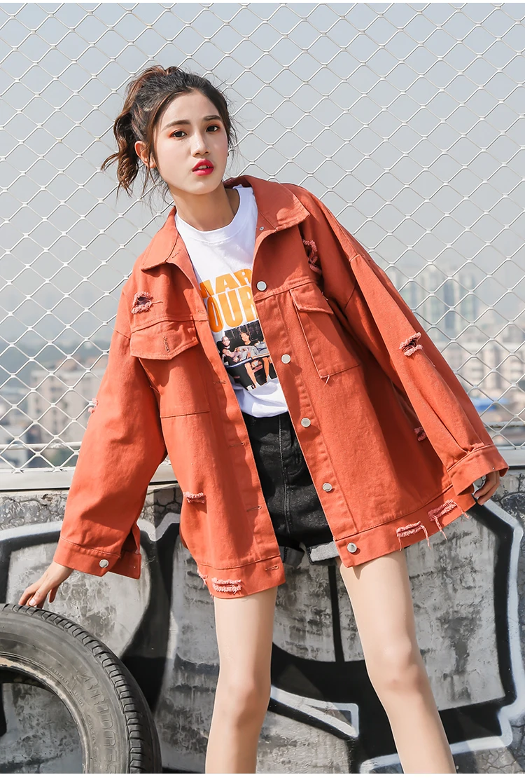 Autumn Punk White Red Yellow Pink Basic Denim Hole Jacket Women Harajuku Jean Jackets Coat Streetwear chaqueta jean rosada veste
Autumn Punk White Red Yellow Pink Basic Denim Hole Jacket Women Harajuku Jean Jackets Coat Streetwear chaqueta jean rosada veste