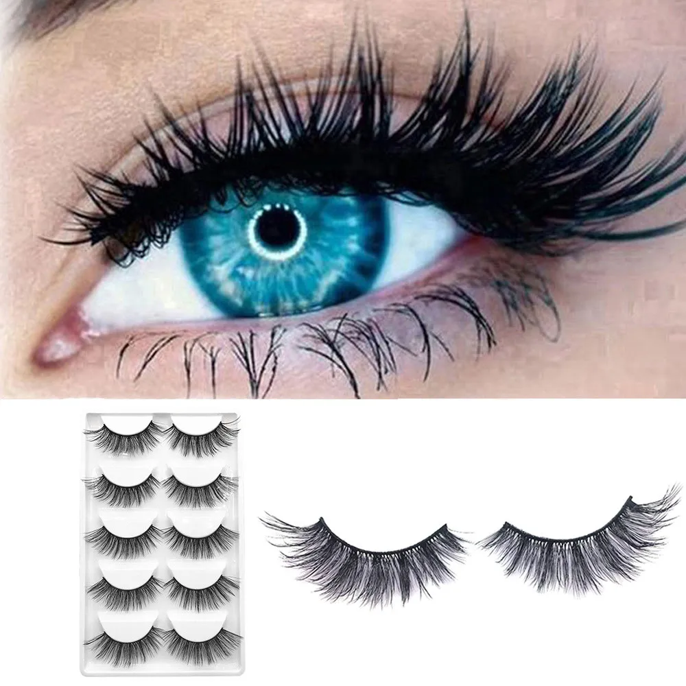 Handmade 5 Pair Full Strip Lashes Luxury 3D False Fluffy Eyelashes Long Natural Party 2U0831 | Красота и здоровье