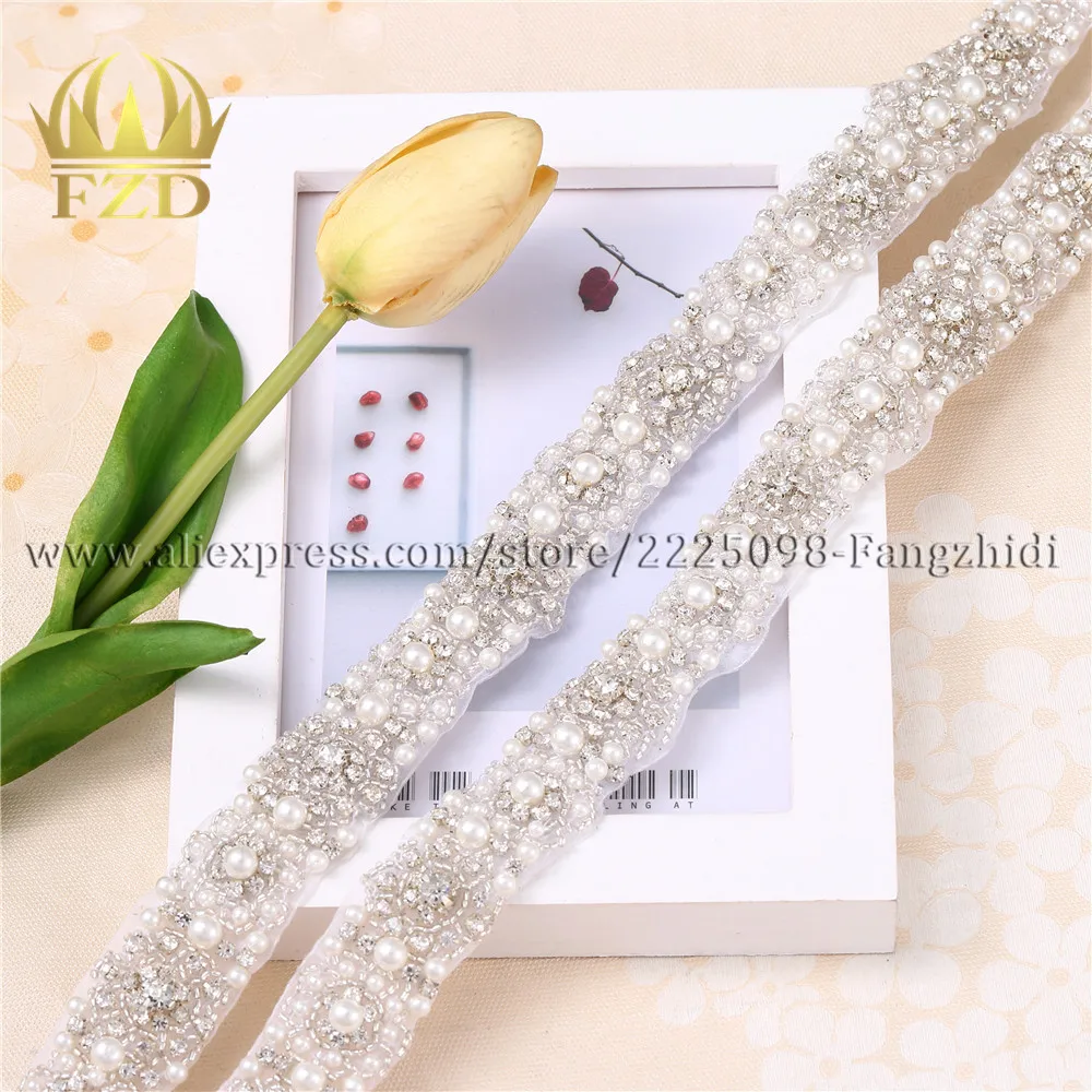 FZD 1 Yard DIY Pearl Rhinestones Applique Patches For Wedding Dresses Sew On Crystal Strass beaded belt trimming Belt
FZD 1 Yard DIY Pearl Rhinestones Applique Patches For Wedding Dresses Sew On Crystal Strass beaded belt trimming Belt