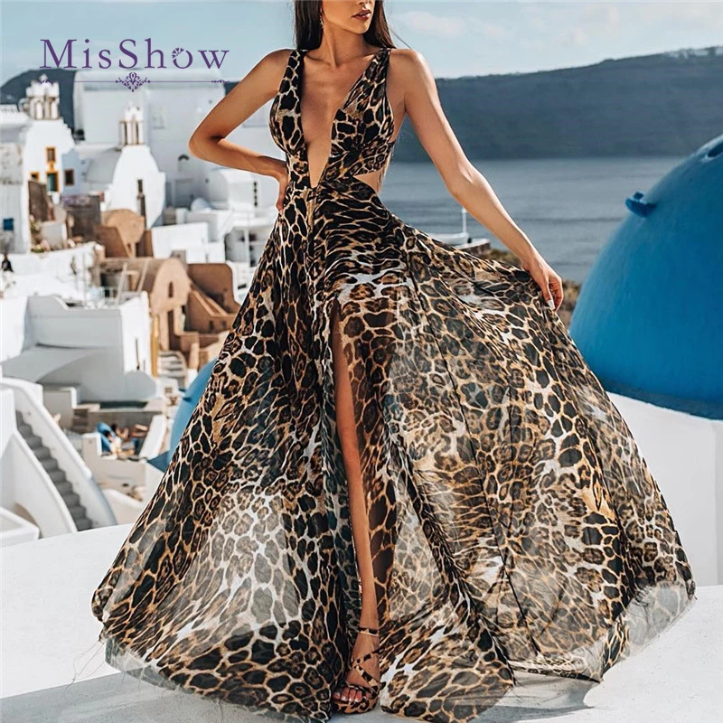 Misshow 2019 Sexy Leopard Print Summer Women Maxi Dress Sleeveless Ladies Deep V-Neck A Line Backless Party Long Dress
Misshow 2019 Sexy Leopard Print Summer Women Maxi Dress Sleeveless Ladies Deep V-Neck A Line Backless Party Long Dress
