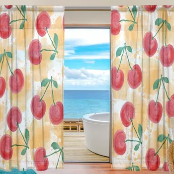 Sheer Door Curtain Panels W55x L78 Inch/55x L84 Inch,Cherry Fruit High Quality Window Curtains Voile Sheers 2 Panels Set,Hig
Sheer Door Curtain Panels W55x L78 Inch/55x L84 Inch,Cherry Fruit High Quality Window Curtains Voile Sheers 2 Panels Set,Hig