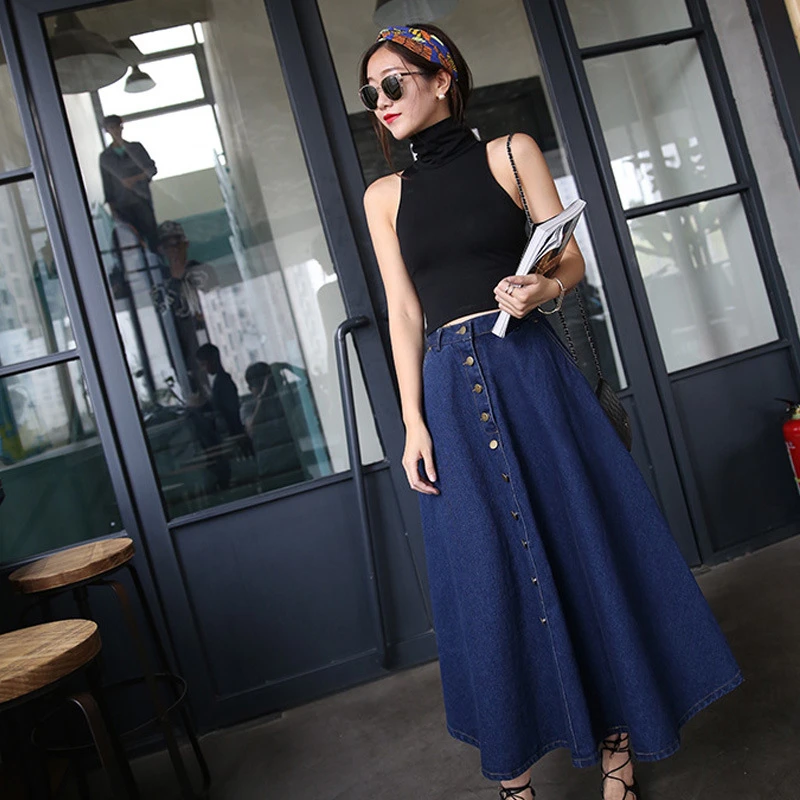 Women Single Breasted Long Maxi Jeans Skirt Pleated Casual Vintage Bottom Skirt Female Elegant High Waist Denim Skirt AA60185
Women Single Breasted Long Maxi Jeans Skirt Pleated Casual Vintage Bottom Skirt Female Elegant High Waist Denim Skirt AA60185