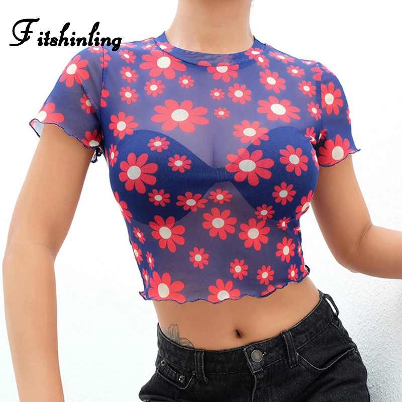 Fitshinling Print floral mesh t shirt women summer clothing 2019 transparent sexy hot crop top female t-shirt ruffles tops tees
Fitshinling Print floral mesh t shirt women summer clothing 2019 transparent sexy hot crop top female t-shirt ruffles tops tees