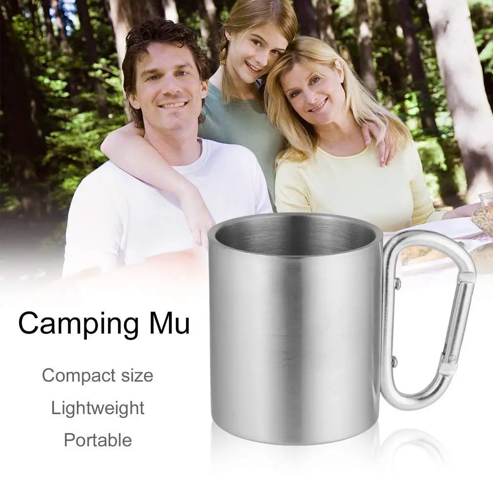 180ml Stainless Steel Cup Camping Traveling Outdoor Cup Double Wall Mug with Carabiner Hook Handle
180ml Stainless Steel Cup Camping Traveling Outdoor Cup Double Wall Mug with Carabiner Hook Handle