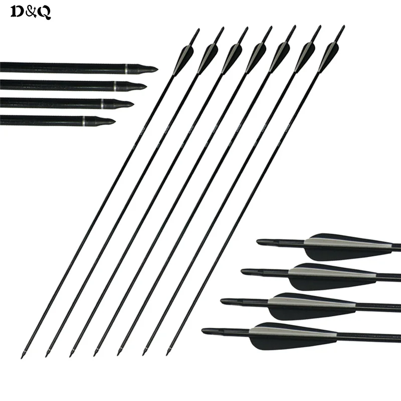 6pcs 31 inch Carbon Arrows with 3'' Black White Feathers for Archery Recurve Compound Bows Hunting Shooting Target Sport Games
6pcs 31 inch Carbon Arrows with 3'' Black White Feathers for Archery Recurve Compound Bows Hunting Shooting Target Sport Games