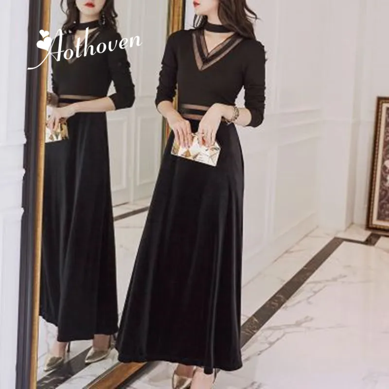 2018 Autumn Vintage Gauze Patchwork Bandage Maxi Dress Women Black Long Sleeve V Neck Dress Office Lady Elegant Dresses Vestidos
2018 Autumn Vintage Gauze Patchwork Bandage Maxi Dress Women Black Long Sleeve V Neck Dress Office Lady Elegant Dresses Vestidos