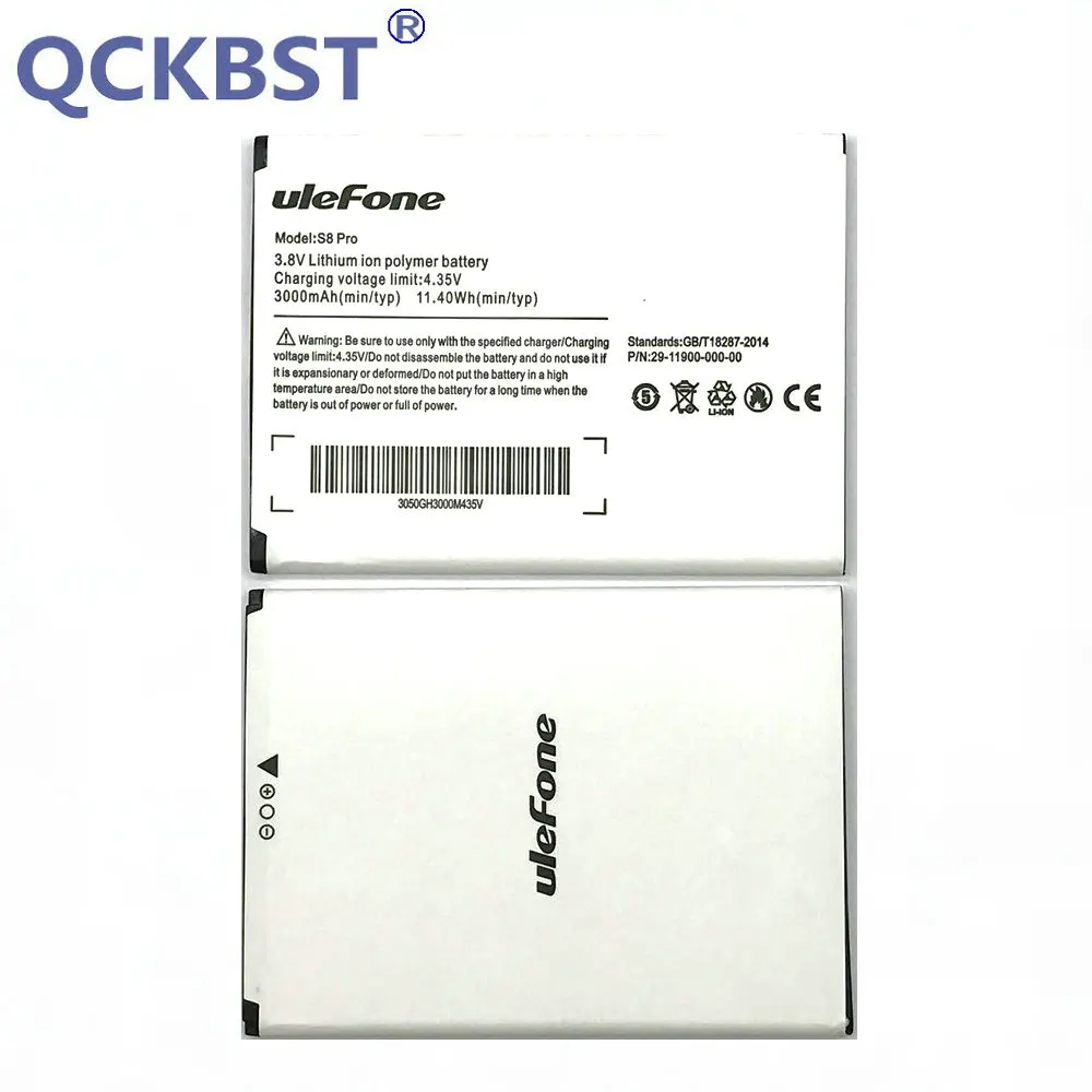 QCKBST New 3000mAh Battery For Ulefone S8 pro Mobile Phone Replacement Batteries In stock Tracking code
QCKBST New 3000mAh Battery For Ulefone S8 pro Mobile Phone Replacement Batteries In stock Tracking code