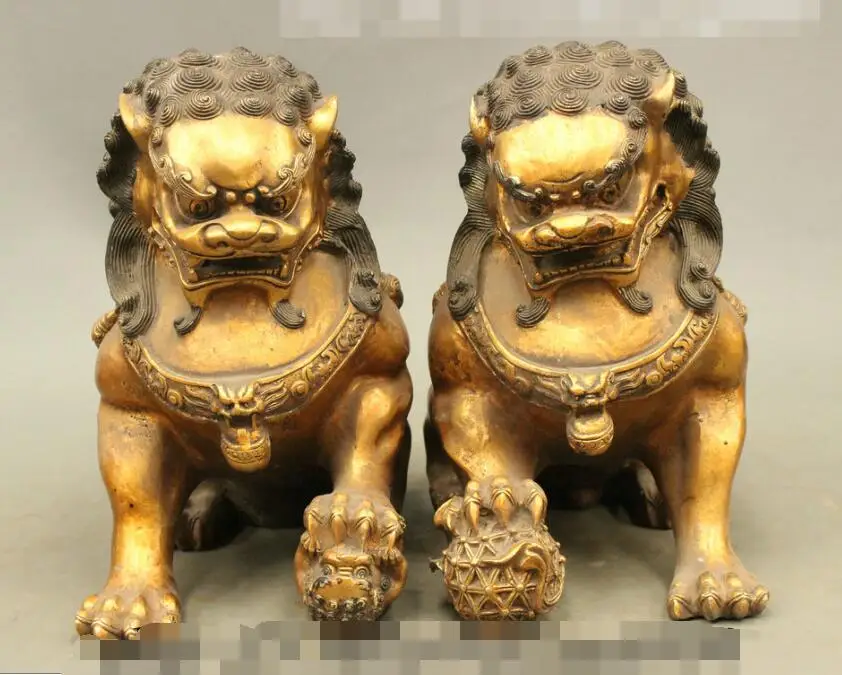 S6699 10" FengShui Chinese Bronze Guard Lucky Fu Foo Dog Door Lion Ball Statue Pair D0318
S6699 10" FengShui Chinese Bronze Guard Lucky Fu Foo Dog Door Lion Ball Statue Pair D0318