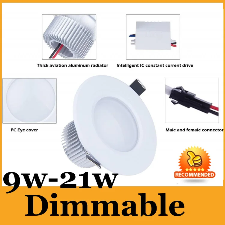 Good Quality 9/15/18/21W CREE Led Dimmable Recessed Down Lights Warm/Natural/Cool White Super Bright Round Shell 110-240V
Good Quality 9/15/18/21W CREE Led Dimmable Recessed Down Lights Warm/Natural/Cool White Super Bright Round Shell 110-240V