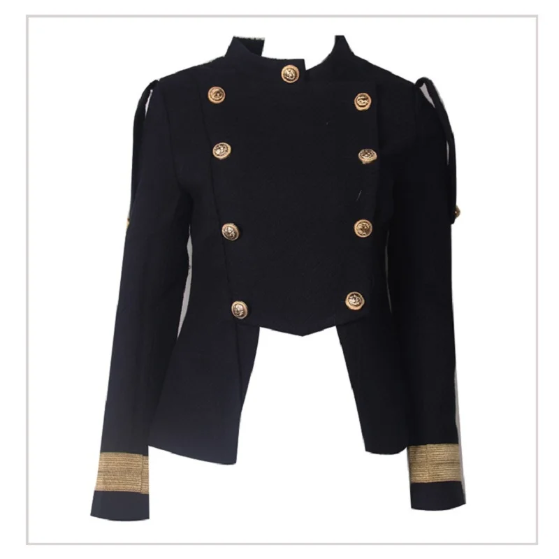 2018 Runway Designer Formal Jacket Women Winter Coat Long Sleeve Gold