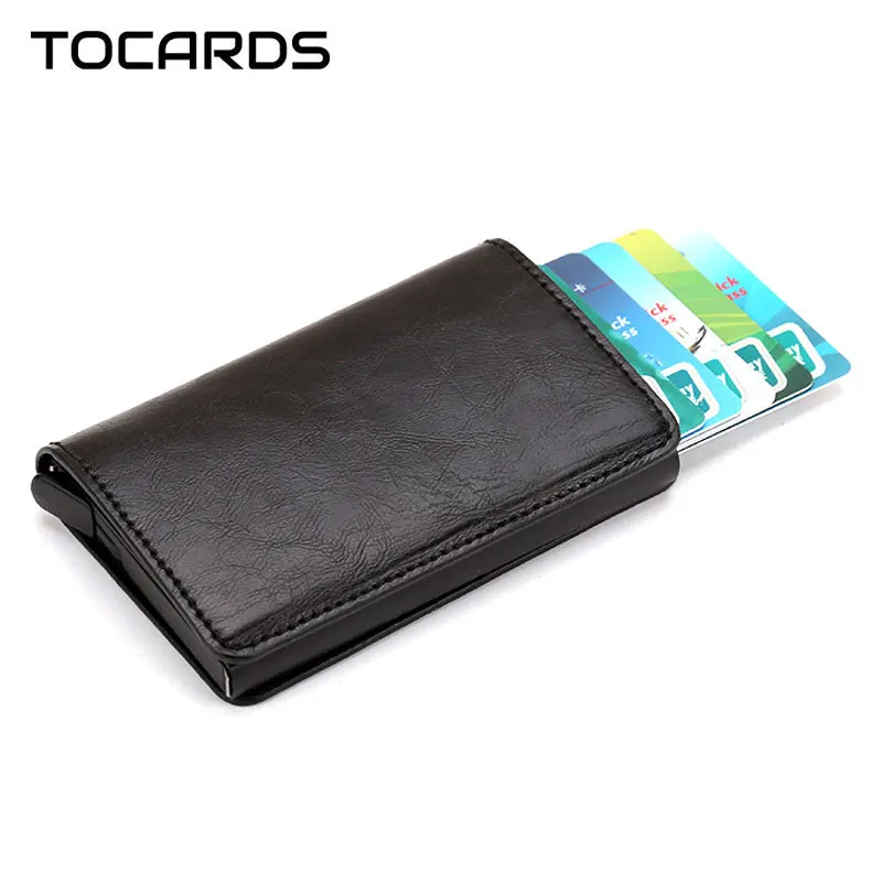 Automatic Crazy Horse Leather Credit Card Holder Man Aluminum Alloy Business ID CardHolder Male Slim Card Case Wallet for Men
Automatic Crazy Horse Leather Credit Card Holder Man Aluminum Alloy Business ID CardHolder Male Slim Card Case Wallet for Men