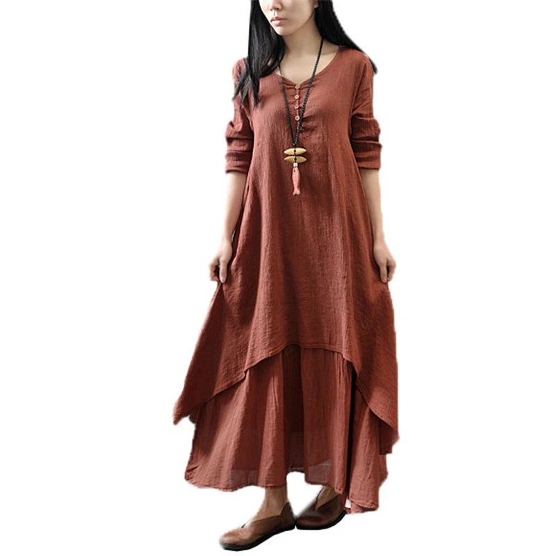 2019 Spring New Linen Dress Comfortable Loose V-Neck Long-Sleeved Women Irregular Hem Thin Section Fake Two-Piece Dress YH87
2019 Spring New Linen Dress Comfortable Loose V-Neck Long-Sleeved Women Irregular Hem Thin Section Fake Two-Piece Dress YH87