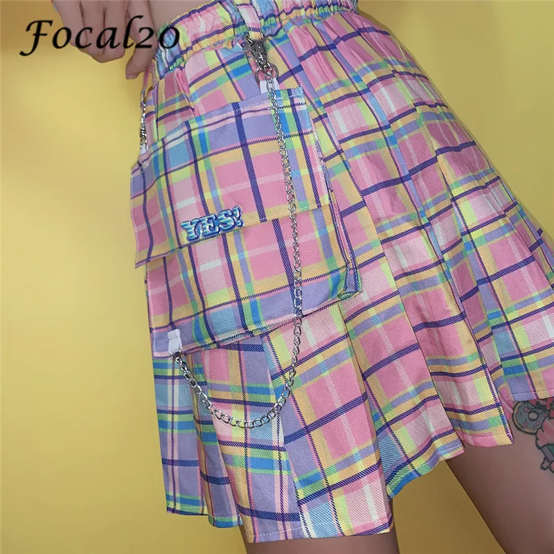 Focal20 Preppy Style Rainbow Plaid Pleated Female Skirt Summer Spring High Waist Above Knee Ruffles A-line Women Mini Skirt
Focal20 Preppy Style Rainbow Plaid Pleated Female Skirt Summer Spring High Waist Above Knee Ruffles A-line Women Mini Skirt