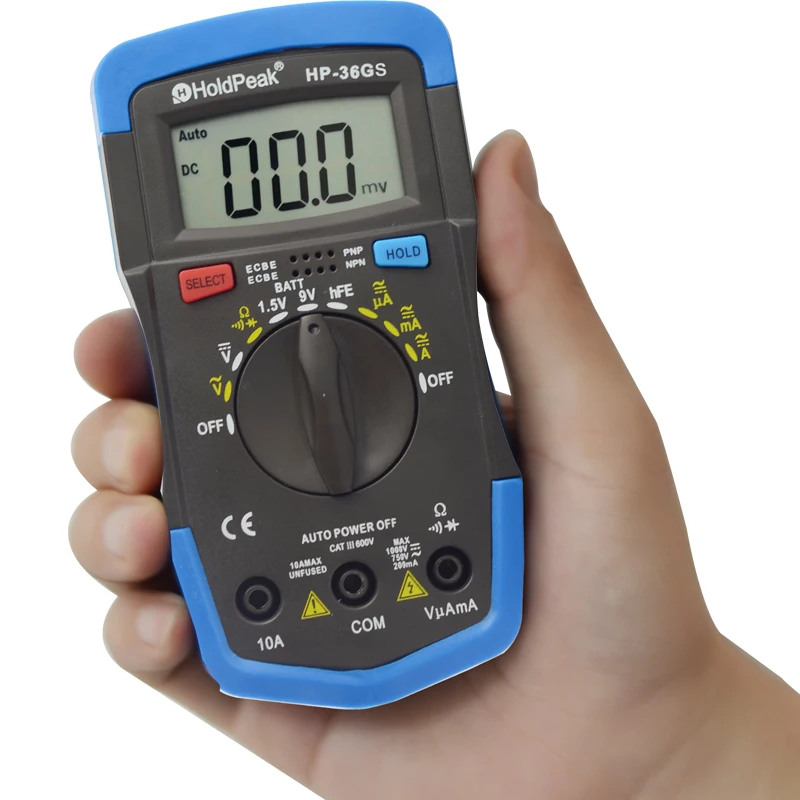HoldPeak HP-36G Auto Range Digital Multimeter AC DC 200uA~10A Current Meter with Battery Test Function
HoldPeak HP-36G Auto Range Digital Multimeter AC DC 200uA~10A Current Meter with Battery Test Function