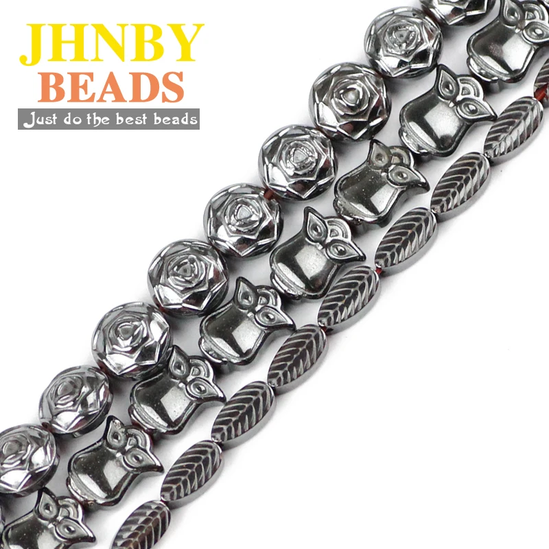 JHNBY Roses Owls leaves Black Hematite beads High quality Natural Stone Loose beads for Jewelry bracelet Making DIY Accessories
JHNBY Roses Owls leaves Black Hematite beads High quality Natural Stone Loose beads for Jewelry bracelet Making DIY Accessories