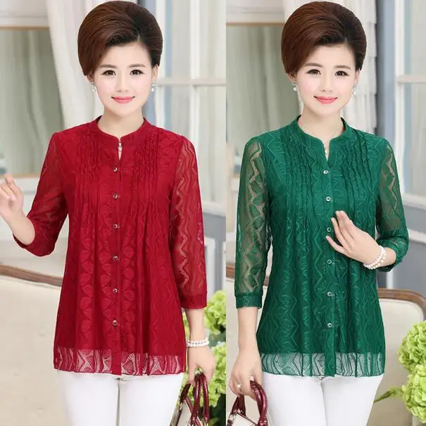 Lace Women Blouse 2019 Spring New Plus Size Middle Age Mother Top Cardigan Shirt WF548
Lace Women Blouse 2019 Spring New Plus Size Middle Age Mother Top Cardigan Shirt WF548