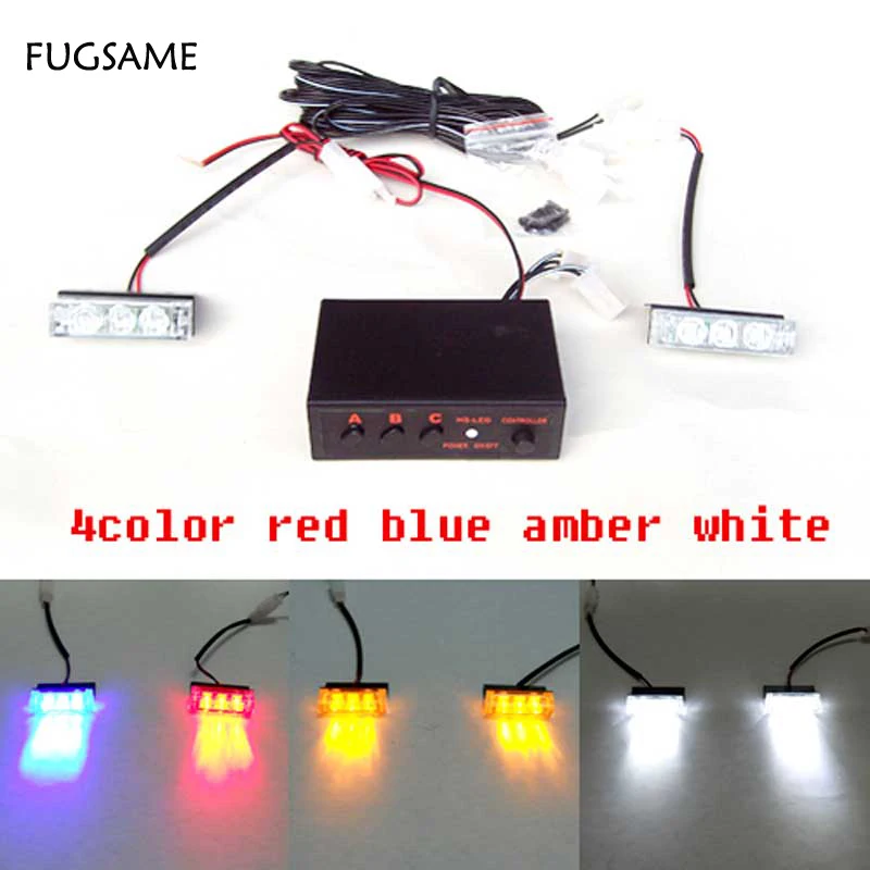 

FUGSAME FREE SHIPPING 2*3 LED Fire Emergency Strobe Warning Tow Truck Lights AMBER Emergency 3 FLASHING MODE