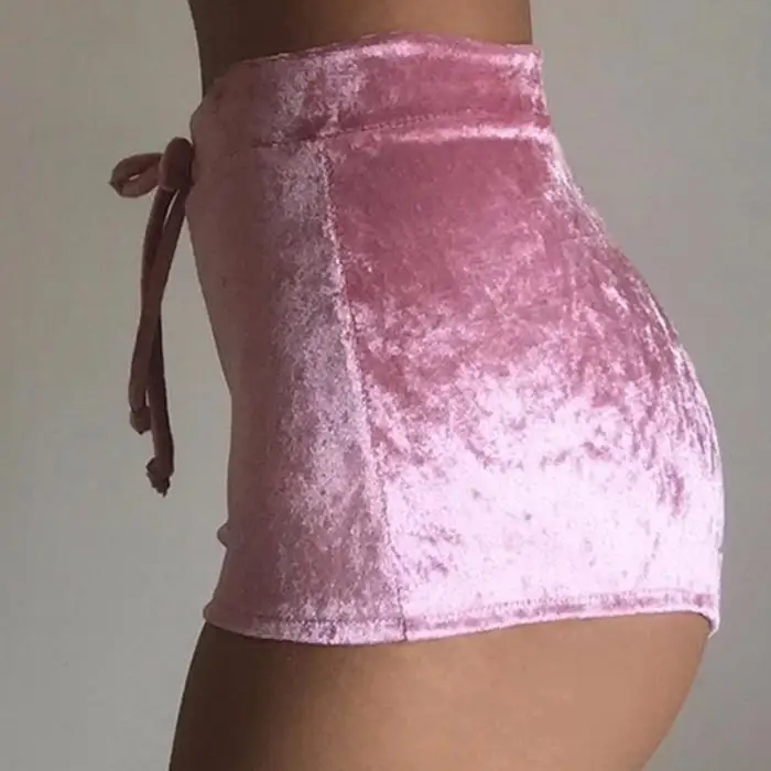 2017 Women Velvet Drawstring Shorts Casual High Waist Spring Summer Sexy Skinny Short Pants FS99 7