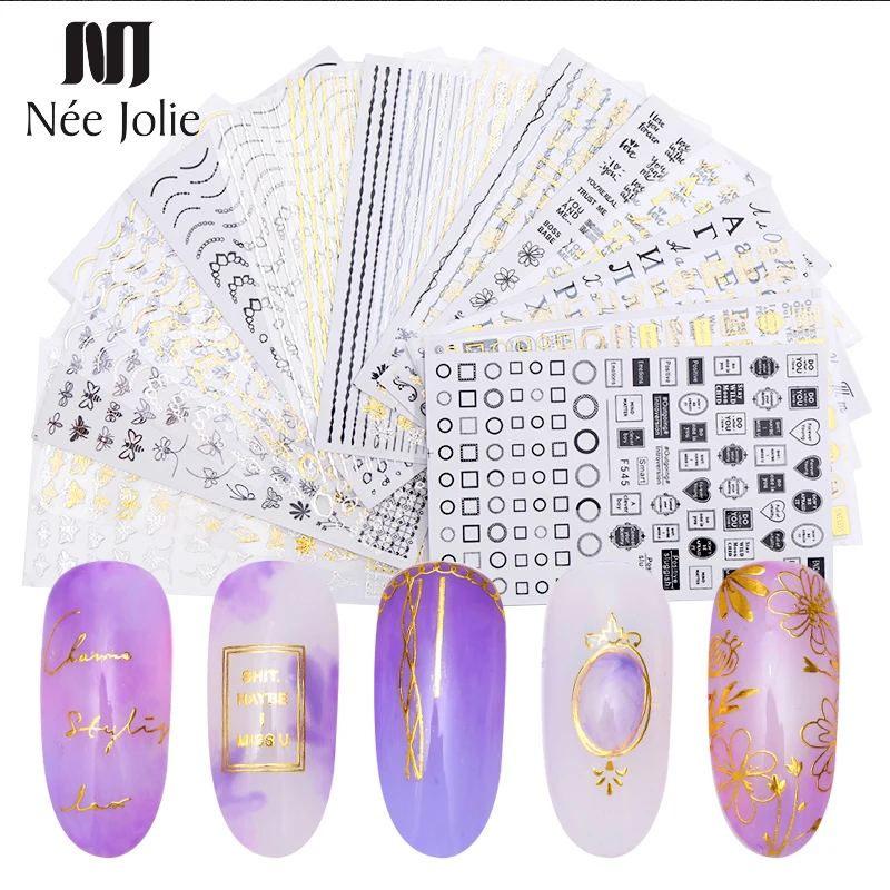 3D Nail Stickers Black Gold Geometric Alphabet Flower Patterns Adhesive Transfer Decals DIY Nail Art Tips Decoration
3D Nail Stickers Black Gold Geometric Alphabet Flower Patterns Adhesive Transfer Decals DIY Nail Art Tips Decoration