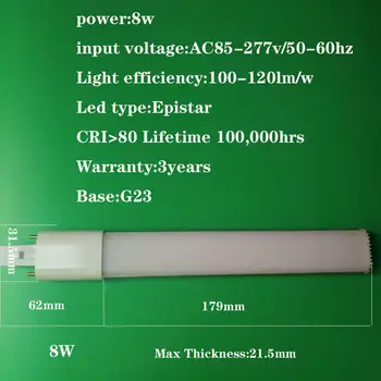 8W G23 LED PL Bulb Lamp 2-Pin Base LED Horizontal Plug Down Light 26W G23 Base CFL PL Compact Fluorescent Replacement Lamp
8W G23 LED PL Bulb Lamp 2-Pin Base LED Horizontal Plug Down Light 26W G23 Base CFL PL Compact Fluorescent Replacement Lamp