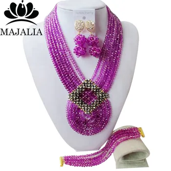 Majalia Fashion Nigeria Wedding African Beads Jewelry Set Purple and Silver Crystal Necklace Bridal Jewelry Sets 6PO028
Majalia Fashion Nigeria Wedding African Beads Jewelry Set Purple and Silver Crystal Necklace Bridal Jewelry Sets 6PO028