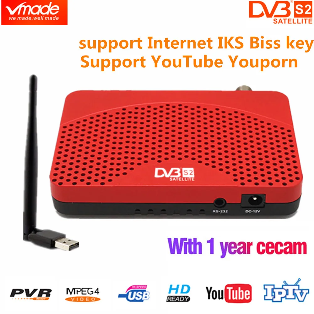 

DVB S2 mini tv box support Biss key Youtube IPTV Internet IKS FULL HD Digital Satellite set-top boxes + USB wifi dongle & Cccam
