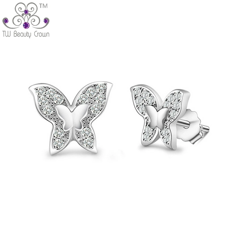 Authentic 925 Sterling Silver Stud Earrings Women Fashion Jewelry Micro Paving Butterfly White Blue Cubic Zirconia
Authentic 925 Sterling Silver Stud Earrings Women Fashion Jewelry Micro Paving Butterfly White Blue Cubic Zirconia