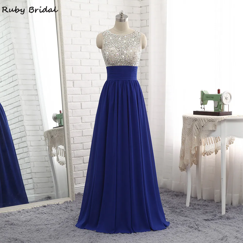 Ruby Bridal Vestido De Festa Long Royal Blue Evening Dresses Chiffon Beaded Top Luxury A-line Hot Cheap Party Prom Gown P115
Ruby Bridal Vestido De Festa Long Royal Blue Evening Dresses Chiffon Beaded Top Luxury A-line Hot Cheap Party Prom Gown P115