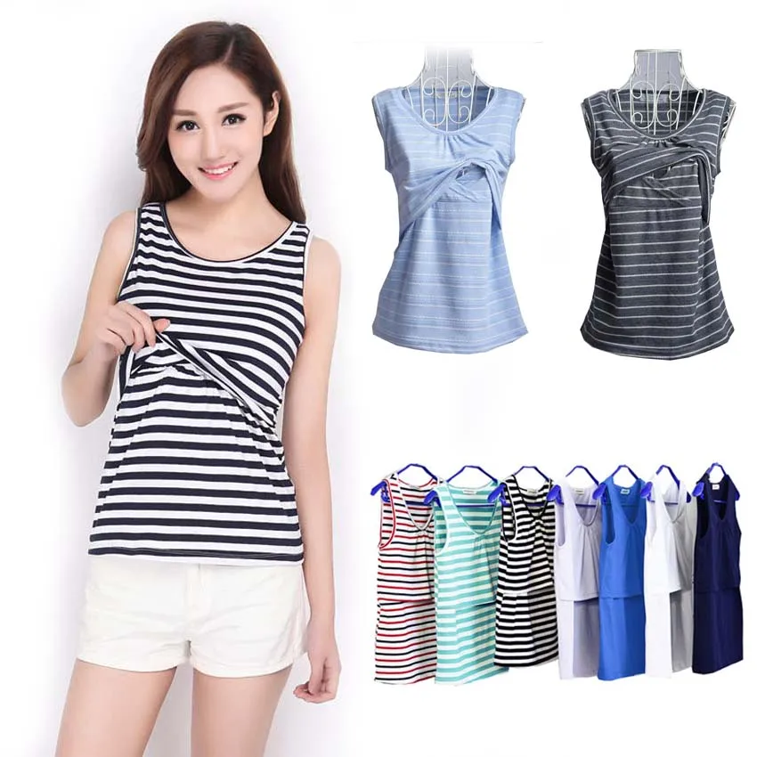Nursing Tank Tops Fashion Clothes Cotton Striped Sleeveless t-shirt Vest Body Breastfeeding Clothing Maternity Pregnancy
Nursing Tank Tops Fashion Clothes Cotton Striped Sleeveless t-shirt Vest Body Breastfeeding Clothing Maternity Pregnancy