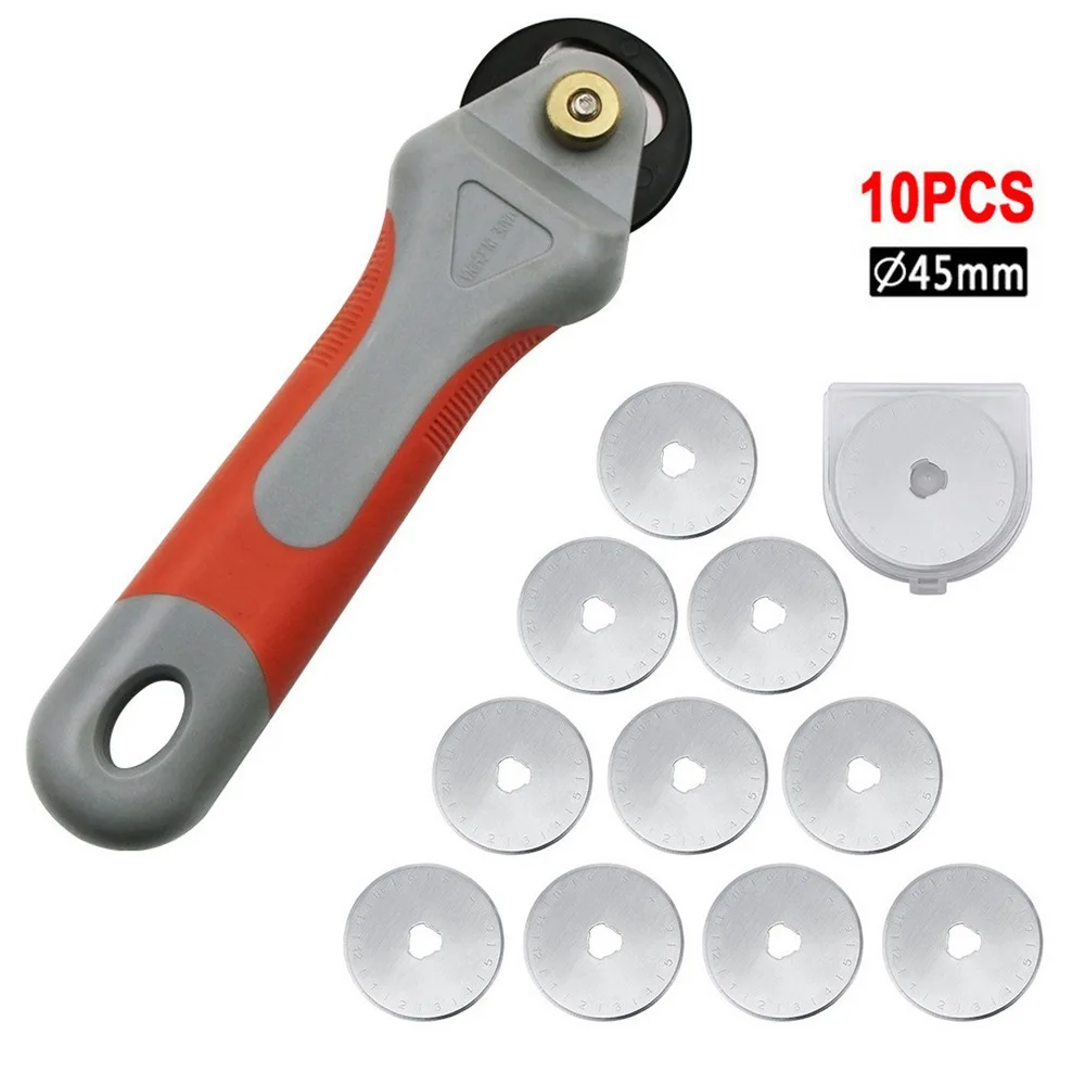45mm Leather Tool With Blades Rotary Cutter Patchwork Roller Wheel Round Knife Tailor Sewing Leather Craft Tool Cutting Fabrics
45mm Leather Tool With Blades Rotary Cutter Patchwork Roller Wheel Round Knife Tailor Sewing Leather Craft Tool Cutting Fabrics