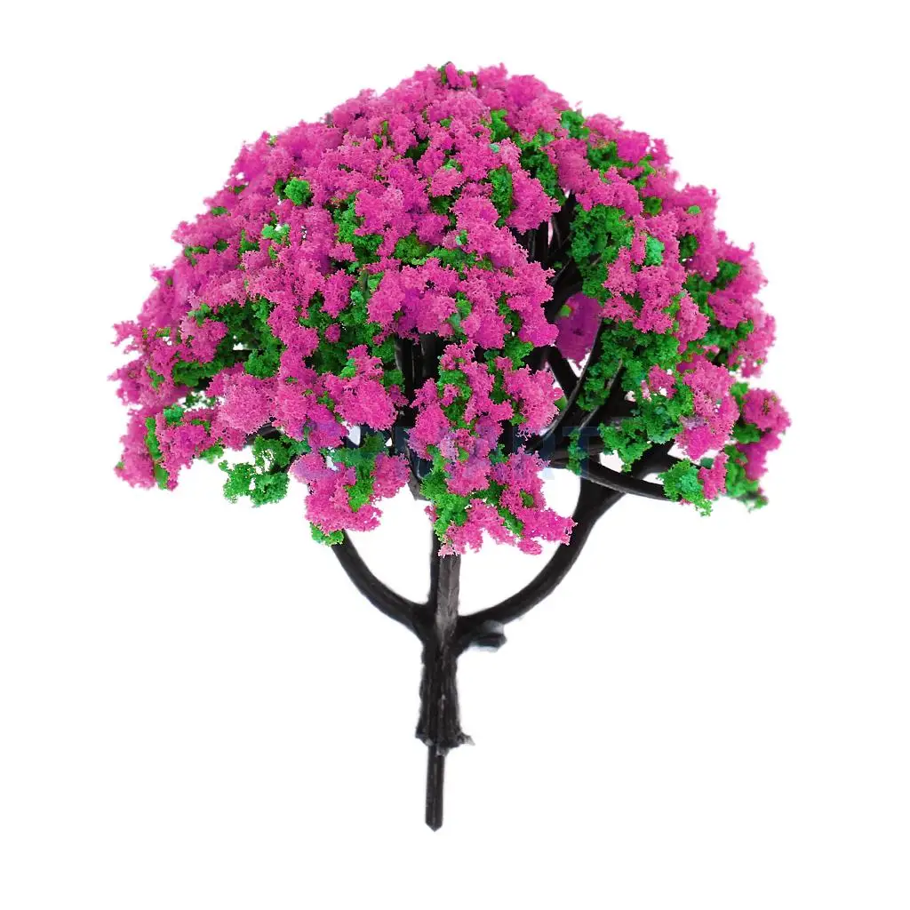 10pcs 1/200 Train Railroad Scene Scenery Landscape Model Trees Green HO Scale with Flowers Model Building Kits