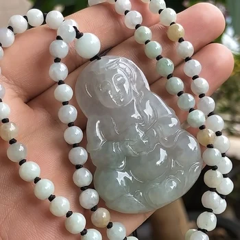 Natural A goods myanmar yu guanyin pendant ice type bodhisattva pendant necklace male certificate/
Natural A goods myanmar yu guanyin pendant ice type bodhisattva pendant necklace male certificate/