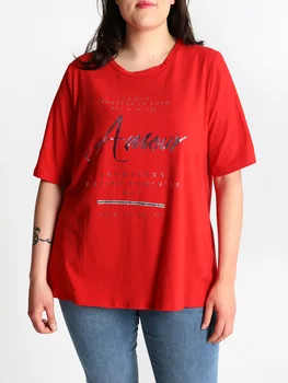 Maxi T-shirts printed lettering and rhinestone 
Maxi T-shirts printed lettering and rhinestone