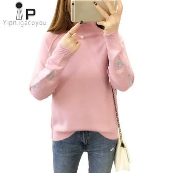 Turtleneck Knitted Sweater Women Embroidery Pullover Autumn 2020 Korean Big size Thicken Warm Winter Tops Women Knitwear Jumper
Turtleneck Knitted Sweater Women Embroidery Pullover Autumn 2020 Korean Big size Thicken Warm Winter Tops Women Knitwear Jumper