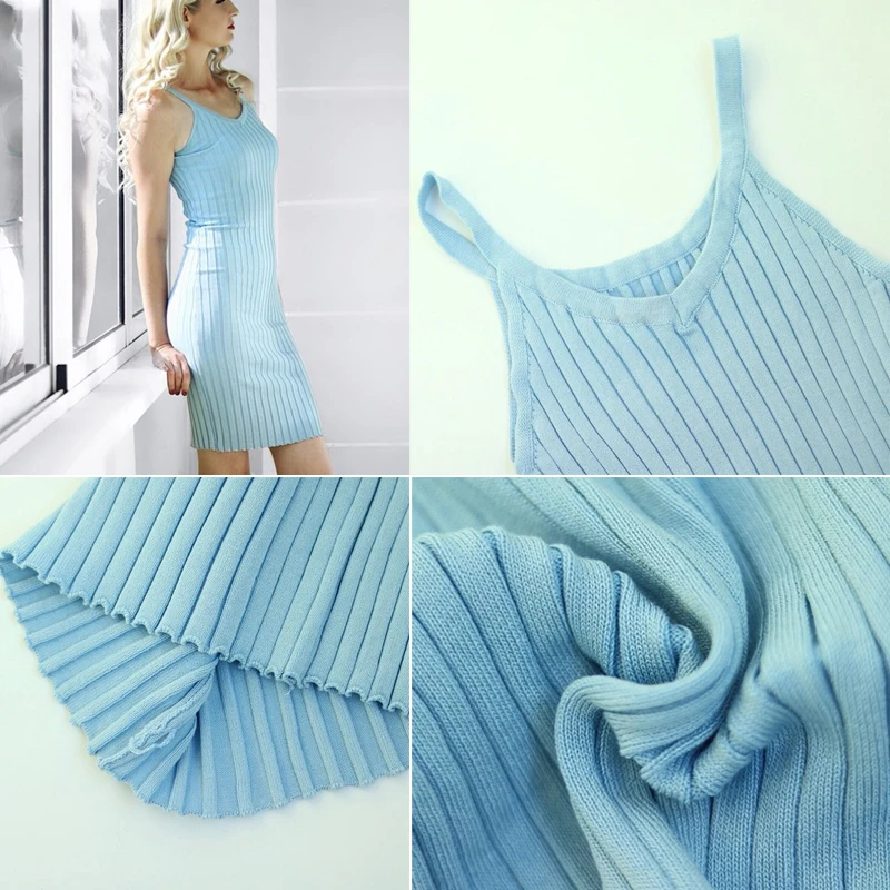 blue Sleeveless Bodycon Mini Cami Dress 