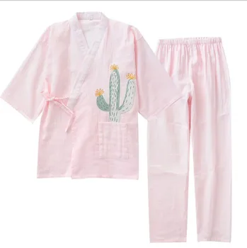 Summer&autumn Double Gauze Short-sleeved Pants Cute Japanese Kimono Women Pajama Set 100% Cotton Pajamas V-Neck Pijama Mujer
Summer&autumn Double Gauze Short-sleeved Pants Cute Japanese Kimono Women Pajama Set 100% Cotton Pajamas V-Neck Pijama Mujer