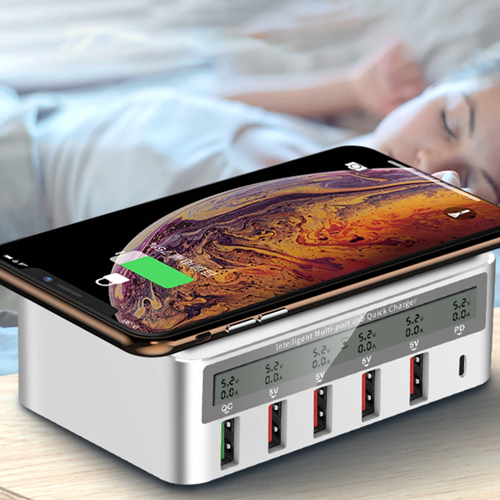 Беспроводное зарядное устройство QI быстрая зарядка 3 0 USB Type C адаптер для iPhone Xiaomi