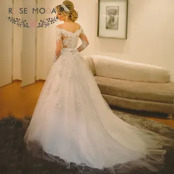 Rose Moda Off Shoulder Lace A Line Wedding Dress 2019 Long Sleeves Bridal Dresses with Sash
Rose Moda Off Shoulder Lace A Line Wedding Dress 2019 Long Sleeves Bridal Dresses with Sash