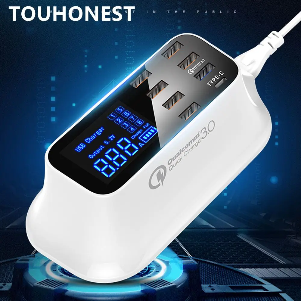 7 Port USB Type C Smart Fast Quick Charger 3.0 Dock Station LCD Display Power Adapter Socket Adapter For iPhone 7 8 EU UK Plug
7 Port USB Type C Smart Fast Quick Charger 3.0 Dock Station LCD Display Power Adapter Socket Adapter For iPhone 7 8 EU UK Plug