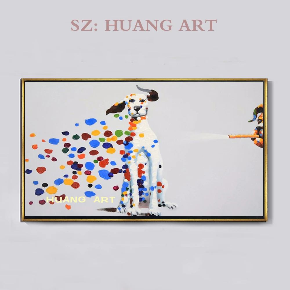 Hand Painted Oil Painting Animal Mischievous Dog Blowing Bubbles Funny Artwork for Home Decor Large murals decorate the hotel
Hand Painted Oil Painting Animal Mischievous Dog Blowing Bubbles Funny Artwork for Home Decor Large murals decorate the hotel