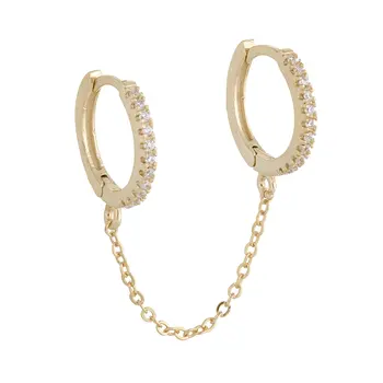 925 sterling silver 2 hole double piercing mini small Huggie hoop with tassel chain earring silver
925 sterling silver 2 hole double piercing mini small Huggie hoop with tassel chain earring silver