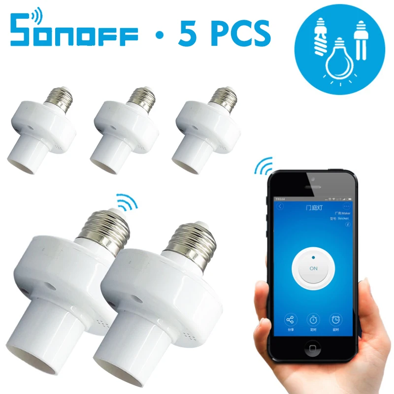 5PCS/Lot Sonoff Slampher RF 433MHz Wifi Smart Light Holder E27 WiFi Light Lamp Bulbs Holder Supports RF Receiver for Smart Home
5PCS/Lot Sonoff Slampher RF 433MHz Wifi Smart Light Holder E27 WiFi Light Lamp Bulbs Holder Supports RF Receiver for Smart Home