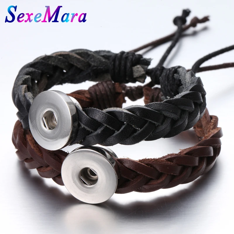 New Snap Jewelry Handmade Braided Leather Snap Bracelet Bangles fit 18mm Snap Button DIY Ginger Charm Bracelet
New Snap Jewelry Handmade Braided Leather Snap Bracelet Bangles fit 18mm Snap Button DIY Ginger Charm Bracelet