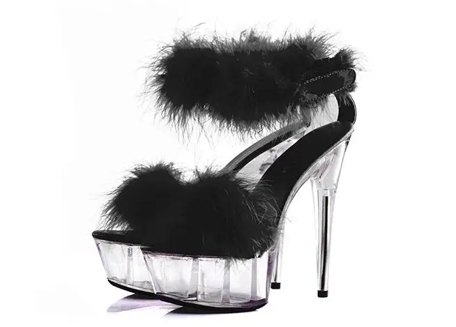 sexy super high heels, 15CM transparent crystal shoes, waterproof platform sandals, hairy fun shoes
sexy super high heels, 15CM transparent crystal shoes, waterproof platform sandals, hairy fun shoes