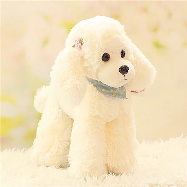 Cute Dog plush toys Poodle Bichon Frise puppy stuffed warm animal toys - Beige 1