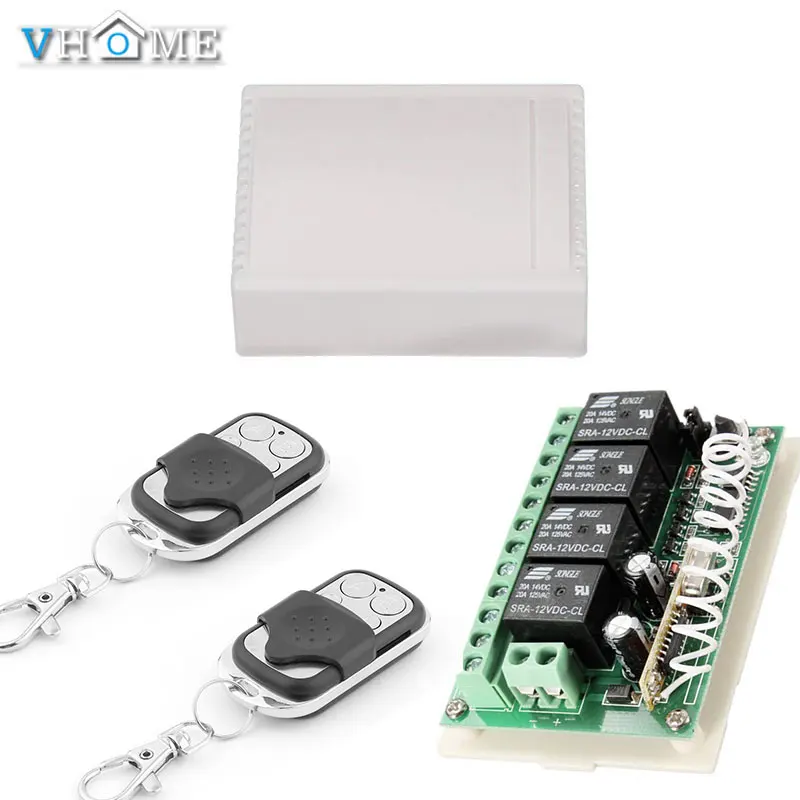 Vhome 433Mhz Wireless RF Switch Long Range DC 12V 4CH Channel Wireless Remote Control Switch, Relay Receiver Transmitter Module
Vhome 433Mhz Wireless RF Switch Long Range DC 12V 4CH Channel Wireless Remote Control Switch, Relay Receiver Transmitter Module