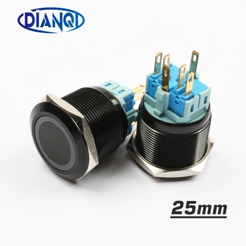 25mm Alumina metal push button switch led ring round momentary 6 pin car switches 12V 24V Yellow Blue 
25mm Alumina metal push button switch led ring round momentary 6 pin car switches 12V 24V Yellow Blue