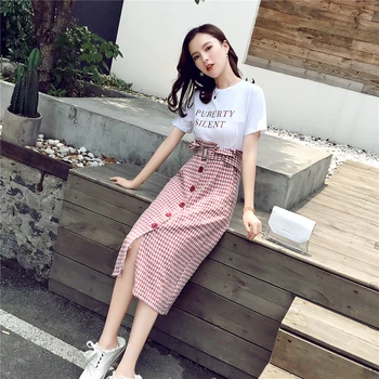 New Summer 2019 High Waist Two Piece Set Plaid Letter Belt Chic Women's Sets Brief Open Side Split Single Breasted 2 Piece Set
New Summer 2019 High Waist Two Piece Set Plaid Letter Belt Chic Women's Sets Brief Open Side Split Single Breasted 2 Piece Set